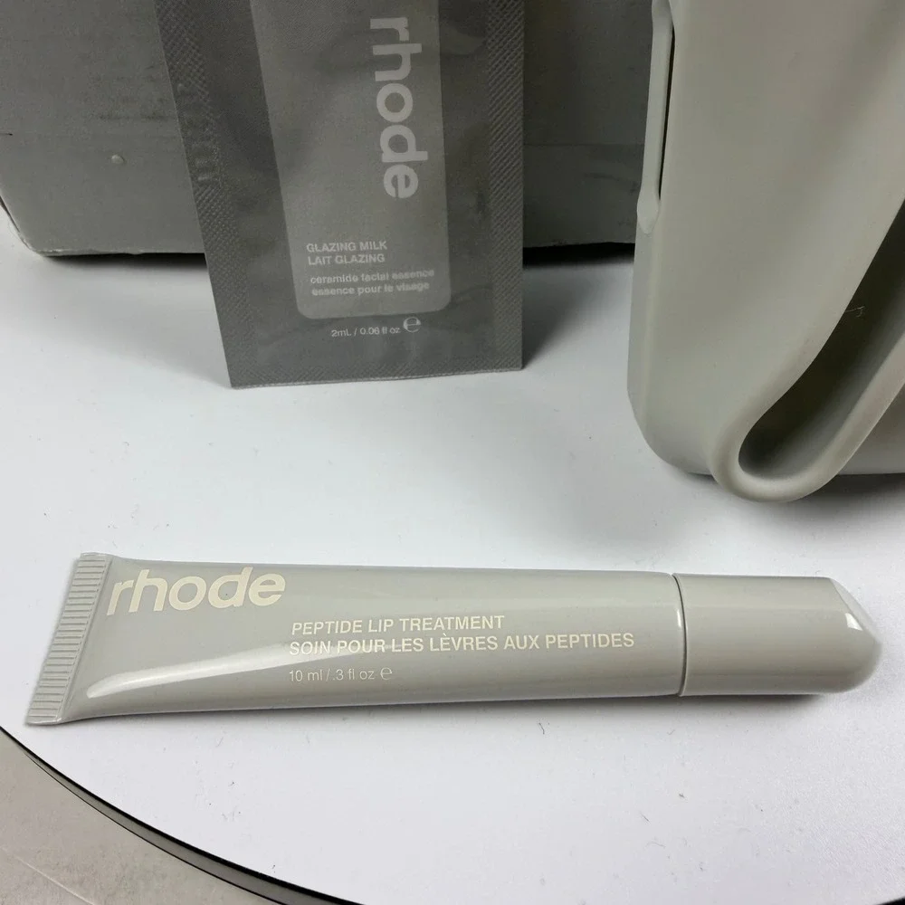 Rhode Lip Case iPhone 15 Pro Grey Bundle Peptide Lip Treatment Glazing Milk NEW